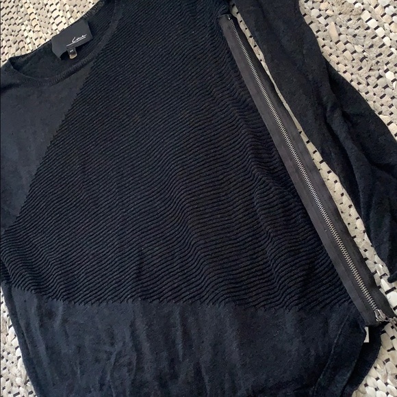 LINE LINEN SIDE ZIP SWEATER BLACK. SIZE SMALL - Picture 2 of 7